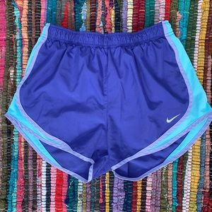 Shades of blue nike running shorts